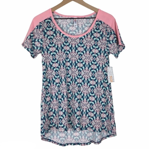LULAROE Classic T Shirt Raglan Short Sleeve Hi Lo Hem Loose Fit Flowy XS NWT - Picture 1 of 9